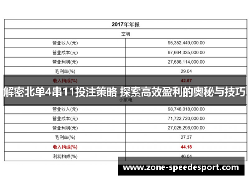 解密北单4串11投注策略 探索高效盈利的奥秘与技巧